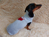 Heart wool sweater for pet, dog sweater for valentine's day, dog valentine's day gift with heart dachshundknit