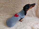 Heart wool sweater for pet, dog sweater for valentine's day, dog valentine's day gift with heart dachshundknit