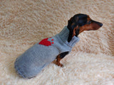 Heart wool sweater for pet, dog sweater for valentine's day, dog valentine's day gift with heart dachshundknit