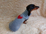 Heart wool sweater for pet, dog sweater for valentine's day, dog valentine's day gift with heart dachshundknit