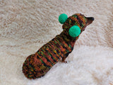 Warm bright outfit for pets hoodie with pompoms, dog dachshund bright hoodie with pompoms dachshundknit