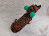 Warm bright outfit for pets hoodie with pompoms, dog dachshund bright hoodie with pompoms dachshundknit