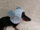 White Pet Hat With Colorful Pom Poms Dog Dachshund Warm Clothes Outfit Pom Pom Hat dachshundknit