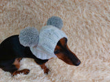 White Pet Hat With Colorful Pom Poms Dog Dachshund Warm Clothes Outfit Pom Pom Hat dachshundknit