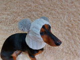 White Pet Hat With Colorful Pom Poms Dog Dachshund Warm Clothes Outfit Pom Pom Hat dachshundknit