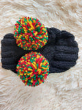 Warm hat for pets with pom-poms, Hat for mini dachshund with two pompons dachshundknit