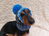 Monkey pet hat with big pompom, warm winter dog hat with pompom dachshundknit