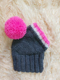 Monkey pet hat with big pompom, warm winter dog hat with pompom dachshundknit