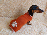 Sweater outfit wool winter for pets dog dachshund with paw dachshundknit