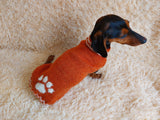 Sweater outfit wool winter for pets dog dachshund with paw dachshundknit