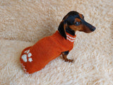 Sweater outfit wool winter for pets dog dachshund with paw dachshundknit