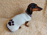 Sweater outfit wool winter for pets dog dachshund with paw dachshundknit