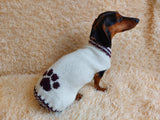 Sweater outfit wool winter for pets dog dachshund with paw dachshundknit