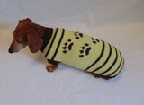 Cardigan with footprints for small dachshund dachshundknit
