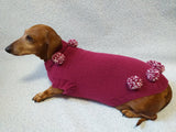 Christmas dachshund clothes pom-pom sweater dachshundknit