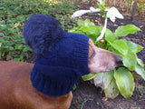 Dachshund winter hat with pompom rabbit - dachshundknit