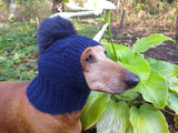 Dachshund winter hat with pompom rabbit - dachshundknit