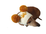 Doxie hat with two pompons, dachshund hat with two pompons - dachshundknit