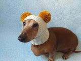 Doxie hat with two pompons, dachshund hat with two pompons - dachshundknit