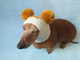 Doxie hat with two pompons, dachshund hat with two pompons - dachshundknit