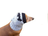Gray knitted hat for dog bat halloween - dachshundknit