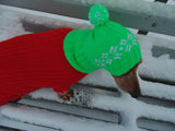 Handmade warm hat with snowflakes for small dog - dachshundknit
