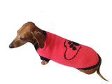 Knitted pink heart sweater for dachshund dachshundknit