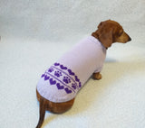 Lilac knitted sweater for dogs, clothes for dachshunds, sweater for dogs, clothes for dogs, sweater for small dogs, dachshund sweater dachshundknit