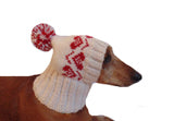 Pink hat with heart for small handmade dog - dachshundknit