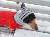 Warm hat for dog or cat, hat for dachshund - dachshundknit