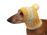 Warm winter hat with pompom for small dog - dachshundknit