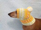 Warm winter hat with pompom for small dog - dachshundknit