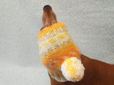 Warm winter hat with pompom for small dog - dachshundknit