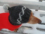 Winter gray warm hat for dog or cat - dachshundknit