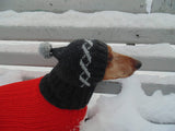 Winter gray warm hat for dog or cat - dachshundknit