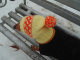 Yellow knitted clothes hat for small dog dachshunds - dachshundknit