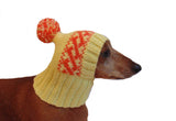 Yellow knitted clothes hat for small dog dachshunds - dachshundknit