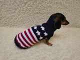 Dog sweater American flag, fancy dachshund outfit striped sweater with stars