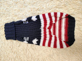 Dog sweater American flag, fancy dachshund outfit striped sweater with stars