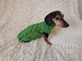 Dachshund Cable Knit Sweater, Dog Turtleneck, Knitted Puppy Clothes, Winter Dog Coat, Handmade Dog Apparel, Long Dog Breed Sweater