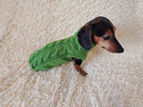 Dachshund Cable Knit Sweater, Dog Turtleneck, Knitted Puppy Clothes, Winter Dog Coat, Handmade Dog Apparel, Long Dog Breed Sweater