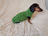 Dachshund Cable Knit Sweater, Dog Turtleneck, Knitted Puppy Clothes, Winter Dog Coat, Handmade Dog Apparel, Long Dog Breed Sweater