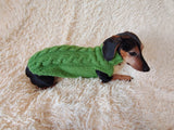Dachshund Cable Knit Sweater, Dog Turtleneck, Knitted Puppy Clothes, Winter Dog Coat, Handmade Dog Apparel, Long Dog Breed Sweater