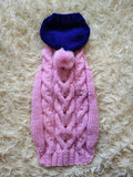 Dachshund Hoodie, Knitted Dog Jumper with Hood, Pink Wiener Dog Clothes, Puppy Winter Sweater, Handmade Pet Apparel