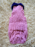 Dachshund Hoodie, Knitted Dog Jumper with Hood, Pink Wiener Dog Clothes, Puppy Winter Sweater, Handmade Pet Apparel