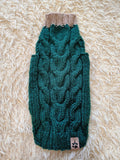 Dachshund Sweater, Knitted Dog Jumper, Green Cable Knit Dog Clothes, Small Dog Outfit, Winter Puppy Apparel, Handmade Dog Gift