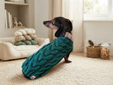 Dachshund Sweater, Knitted Dog Jumper, Green Cable Knit Dog Clothes, Small Dog Outfit, Winter Puppy Apparel, Handmade Dog Gift
