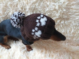 Paws clothes hat for dachshund or small dog,hat print paws with pom pom for dog,clothes with paws for dogs