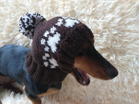 Paws clothes hat for dachshund or small dog,hat print paws with pom pom for dog,clothes with paws for dogs