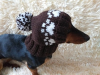 Paws clothes hat for dachshund or small dog,hat print paws with pom pom for dog,clothes with paws for dogs